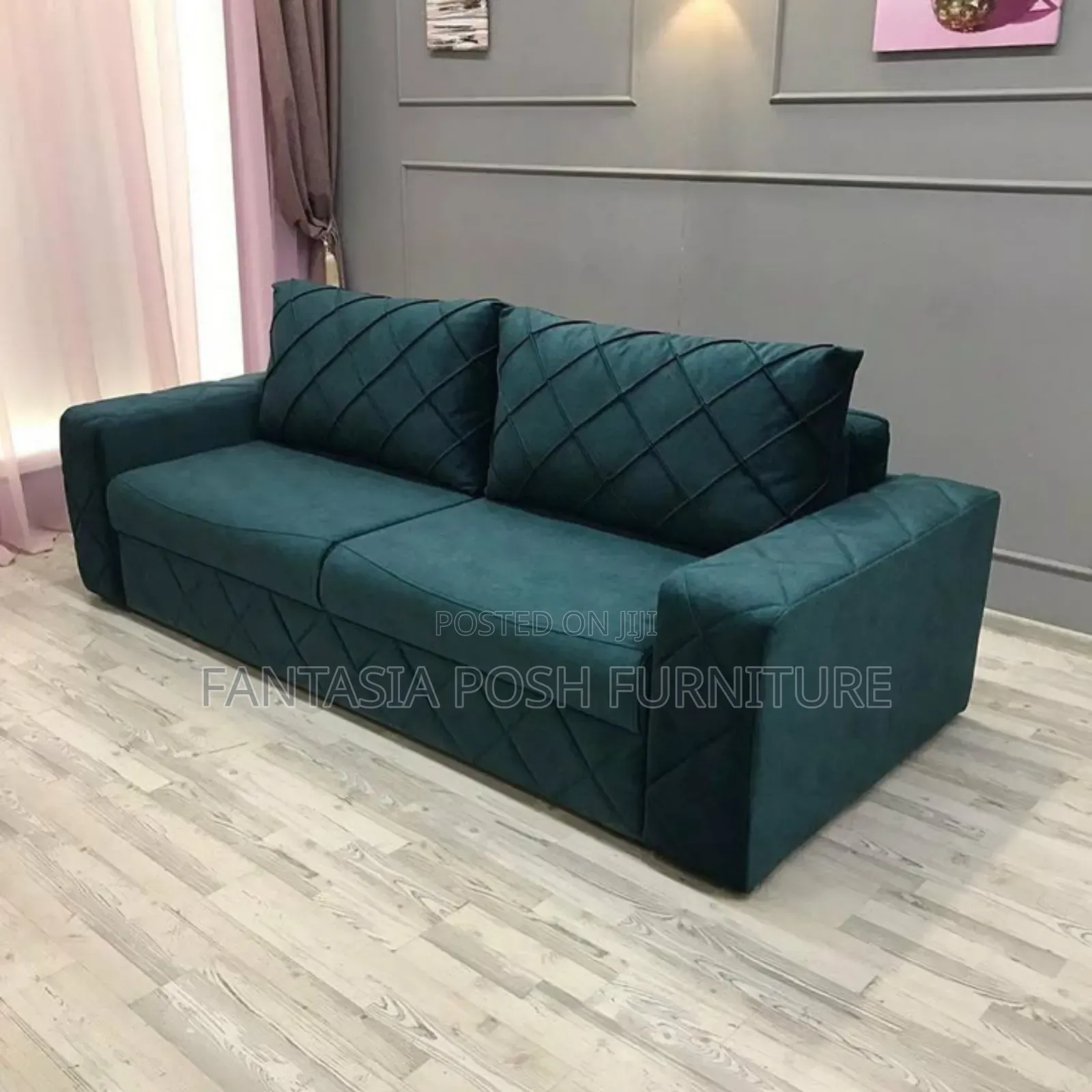 Diamond Stitch Teal 3 Seater Sofa