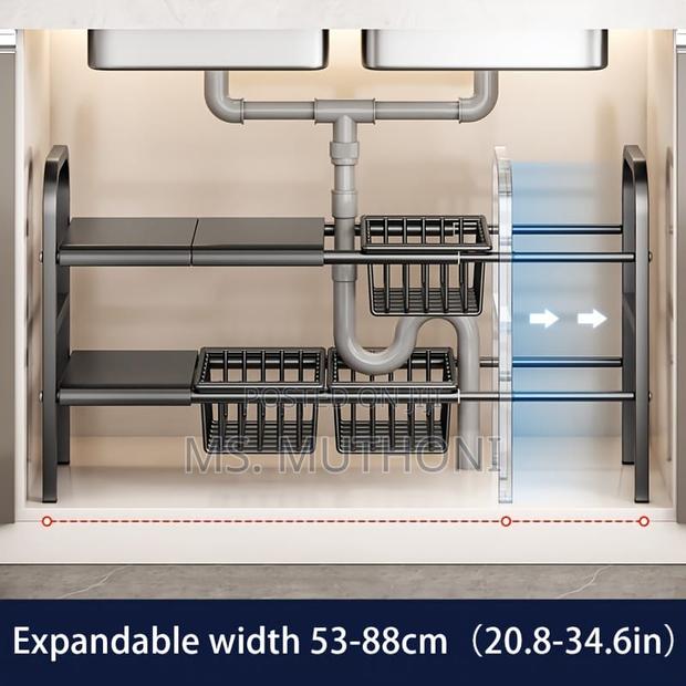 Under the Sink Adjustable 2 Tier Rack* (53 -88 Cm ) - thumbnail 3