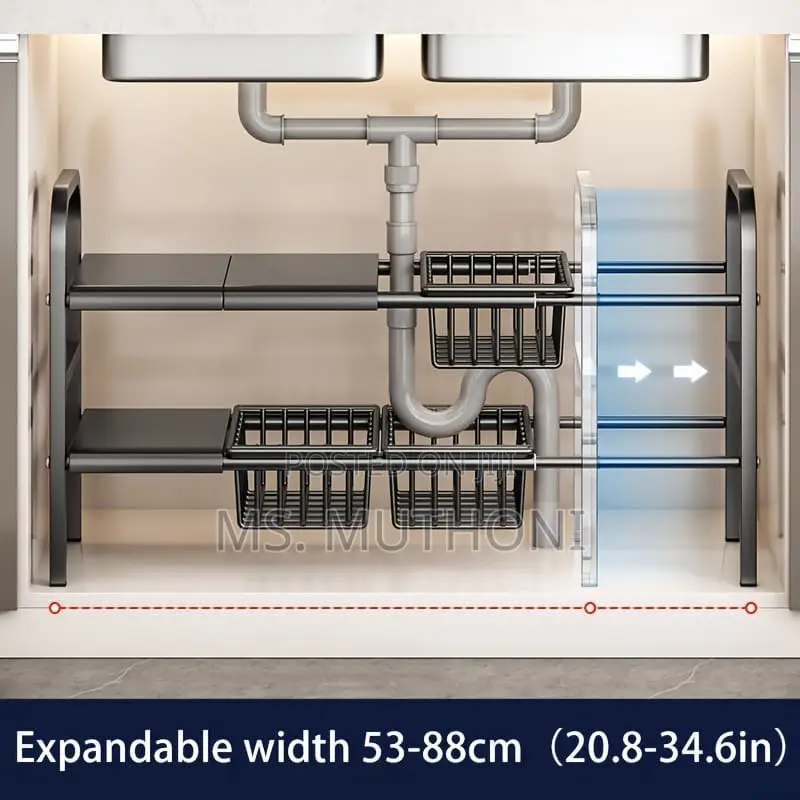 Under the Sink Adjustable 2 Tier Rack* (53 -88 Cm )