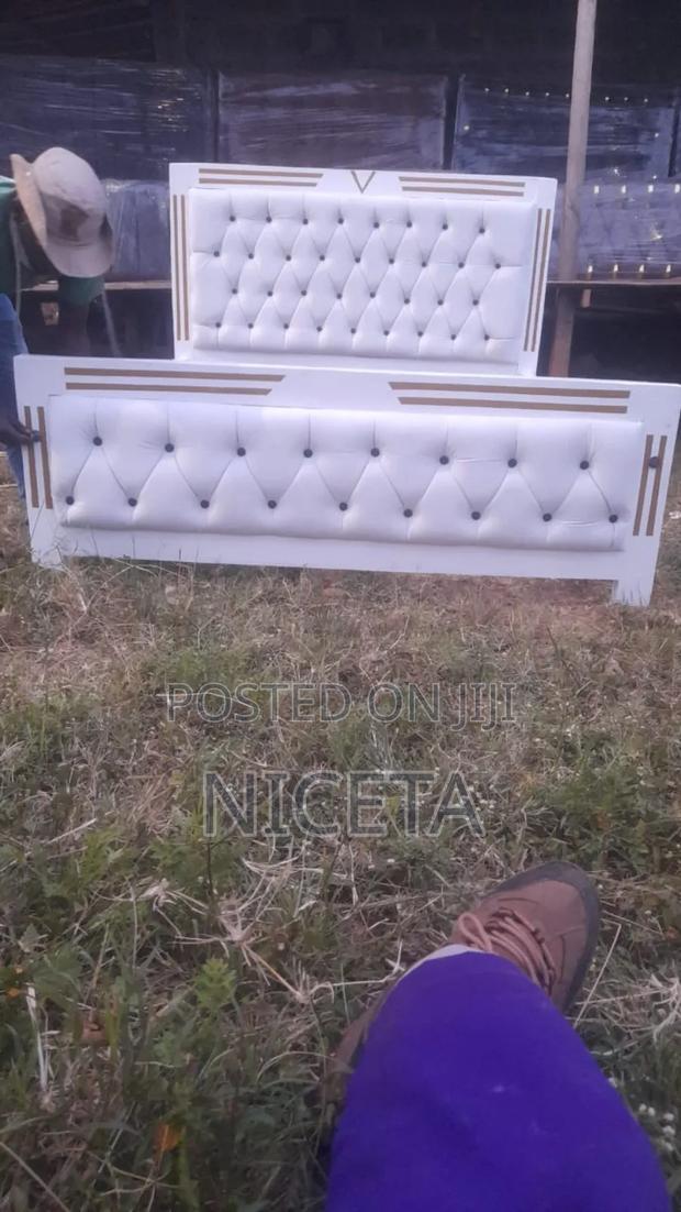 White Mocket Bed With Pink Stripes - main view