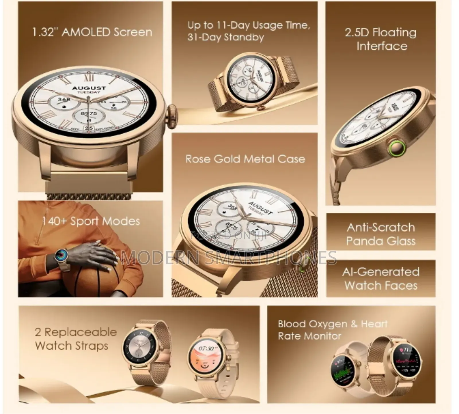 Oraimo Watch Muse 1.32” Amoled Ip68 Smart Watch