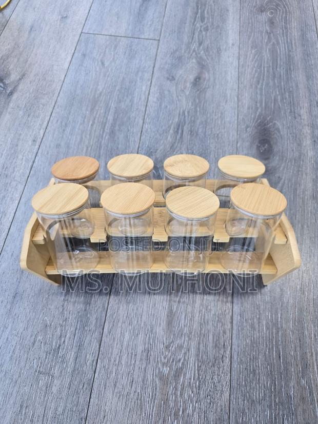 8pc Set Spice Jars + Stand - thumbnail 3