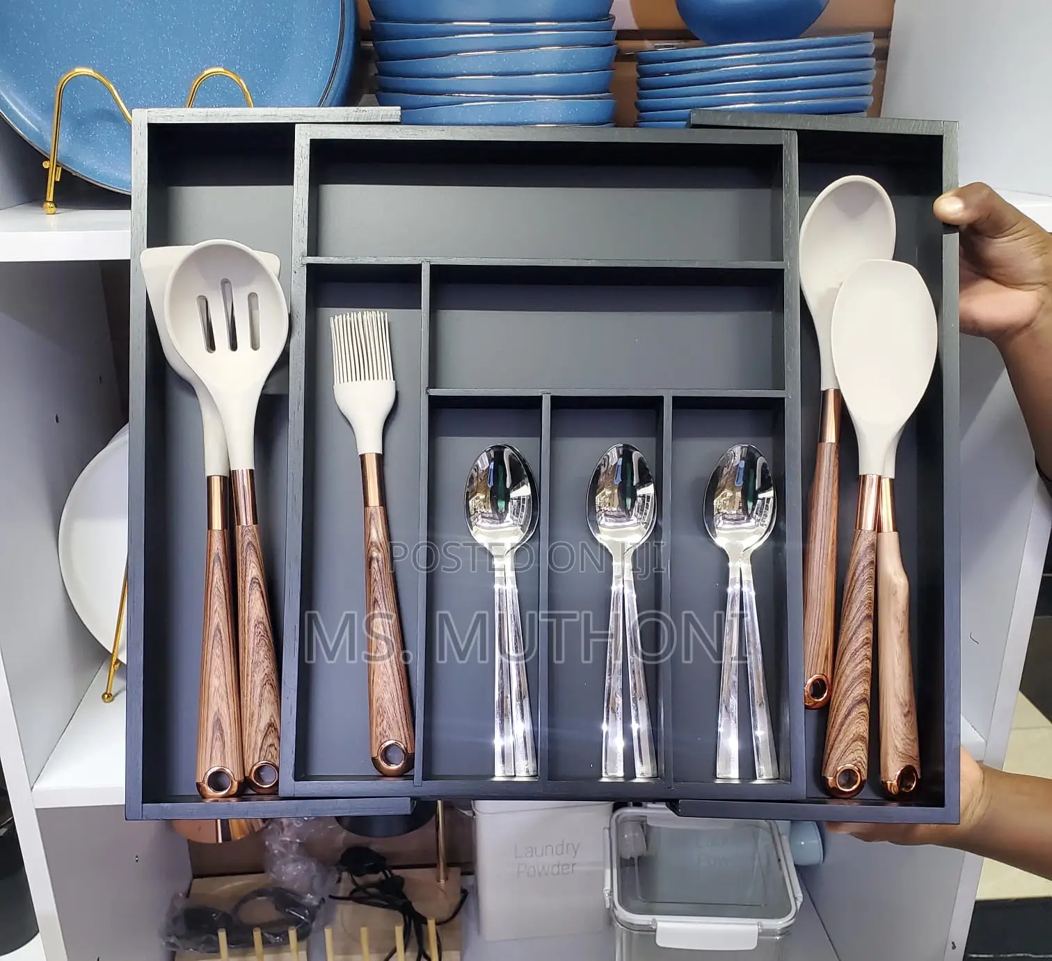 Black Wooded Multifunctional Bamboo Drawer Organizer*