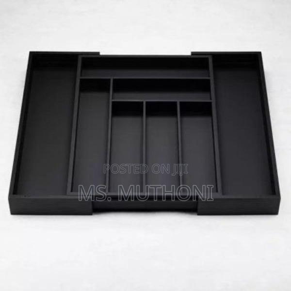 Black Wooded Multifunctional Bamboo Drawer Organizer* - thumbnail 2