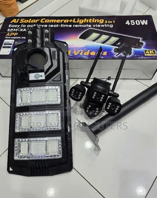 4g Solar Powered Ai CCTV Camera 450w Led Solar Street Lamp