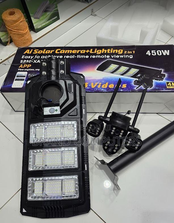 4g Solar Powered Ai CCTV Camera on 450w Solar Street Light
