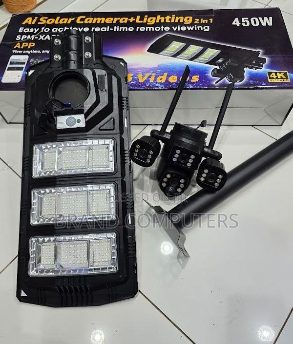 450w V380 Pro CCTV Solar Street Light Camera Night Vision