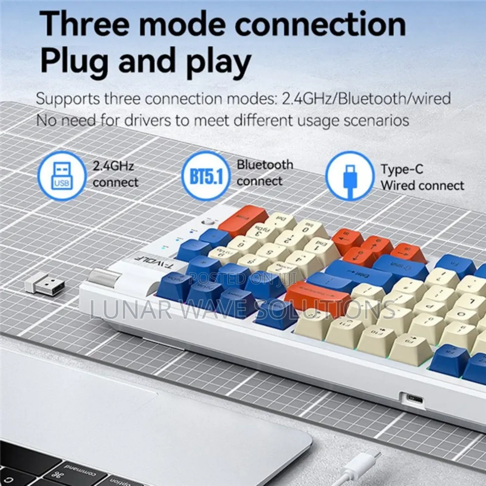 T-Wolf T70 Wireless Bluetooth and 2.4g Keyboard