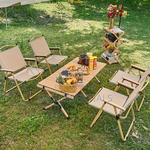Foldable Camping Picnic Table With 4 Chairs and Storage Box - main view