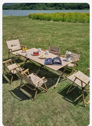 Foldable Camping Picnic Table With 4 Chairs and Storage Box
