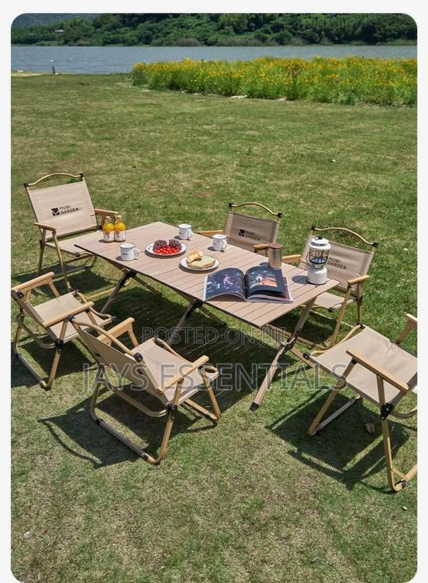 Foldable Camping Picnic Table With 4 Chairs and Storage Box - thumbnail 4