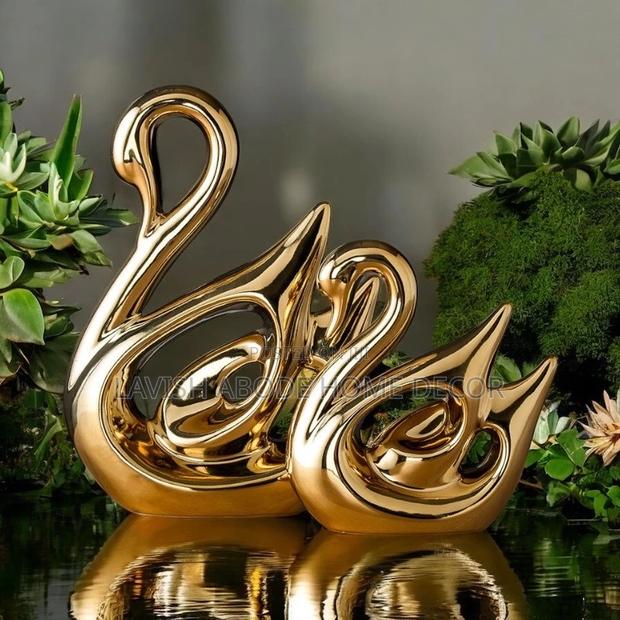 Gold Swan Sculptures - 2 in 1 Decor - main view