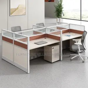 Workstation: Office 4-Way Lumber Workstation Beige Table Top