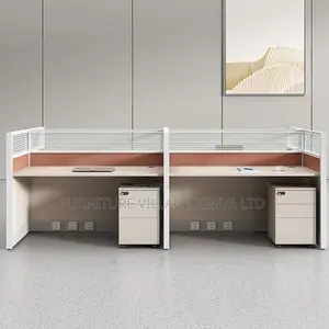 Workstation: Office 4-Way Lumber Workstation Beige Table Top