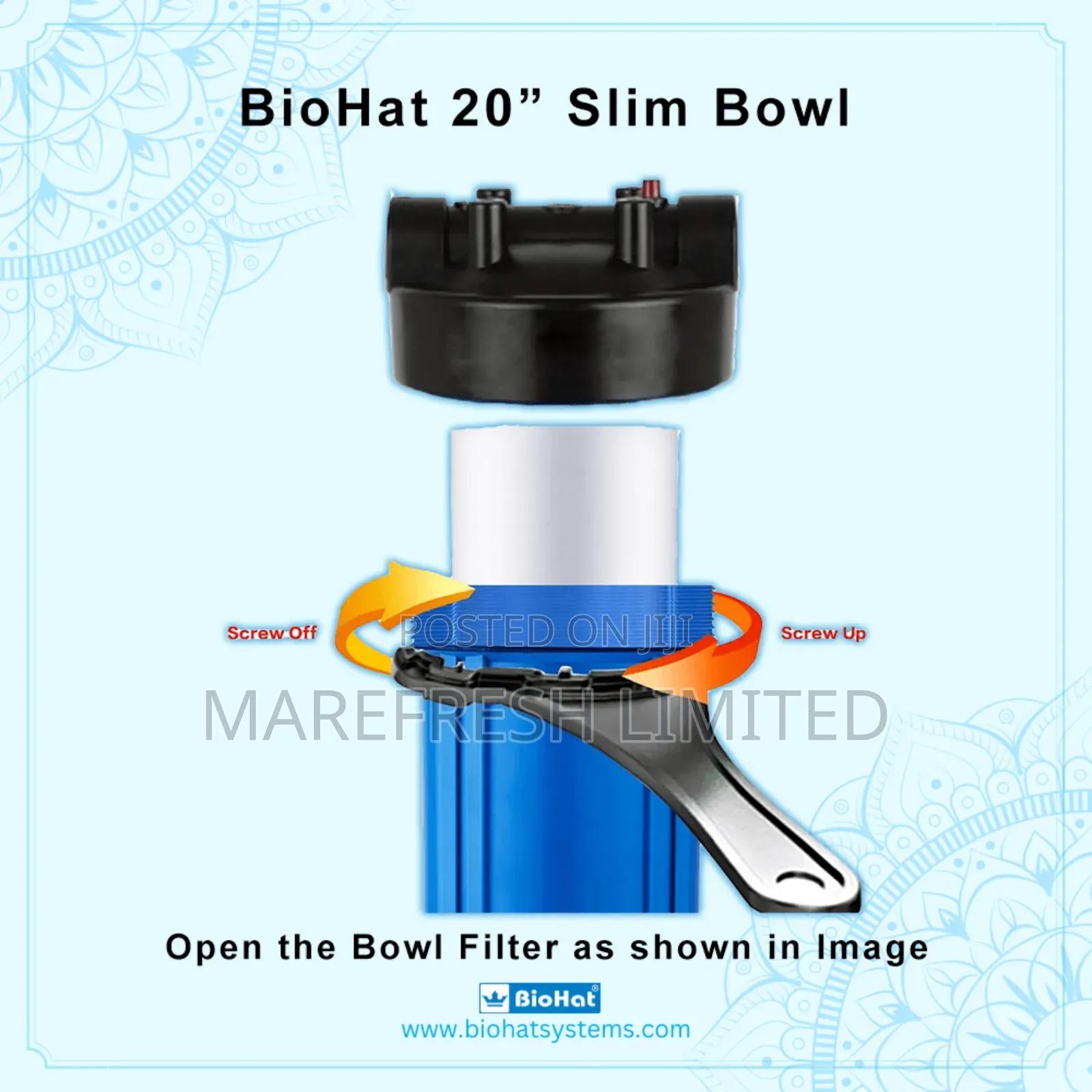 Filter Housing 1" Inlet , Outlet 20" Clear Blue