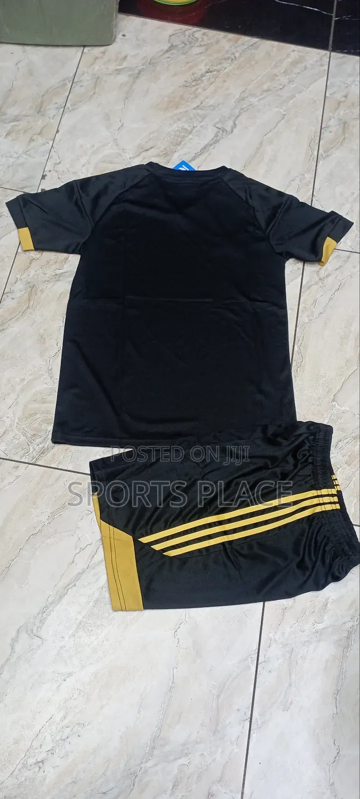 Heavy Duty Plain Black Adidas Uniform Jersey Complete Set