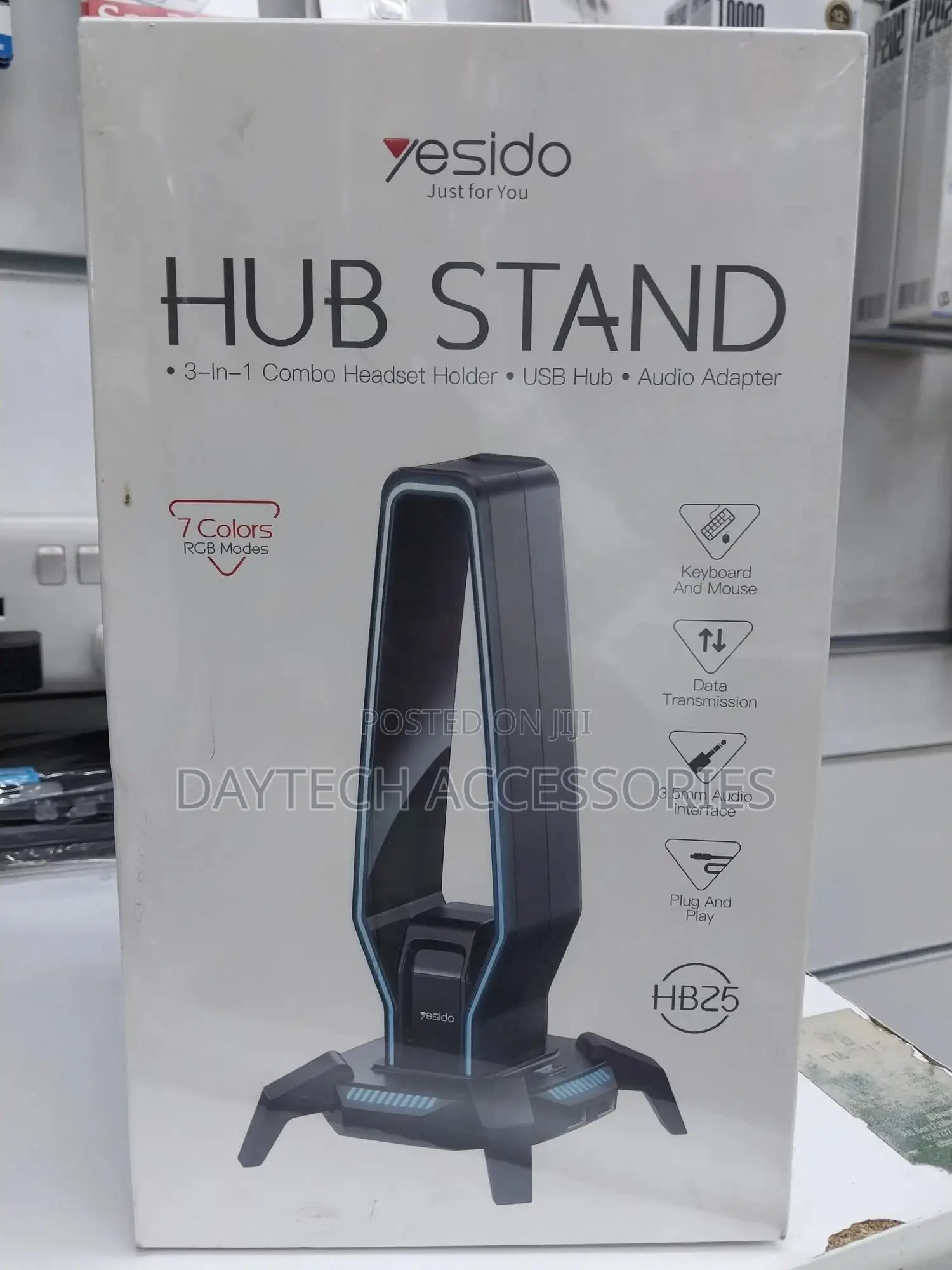 Yesido Hb25 3in1 Headset Stand With RGB Lights Usb Hub