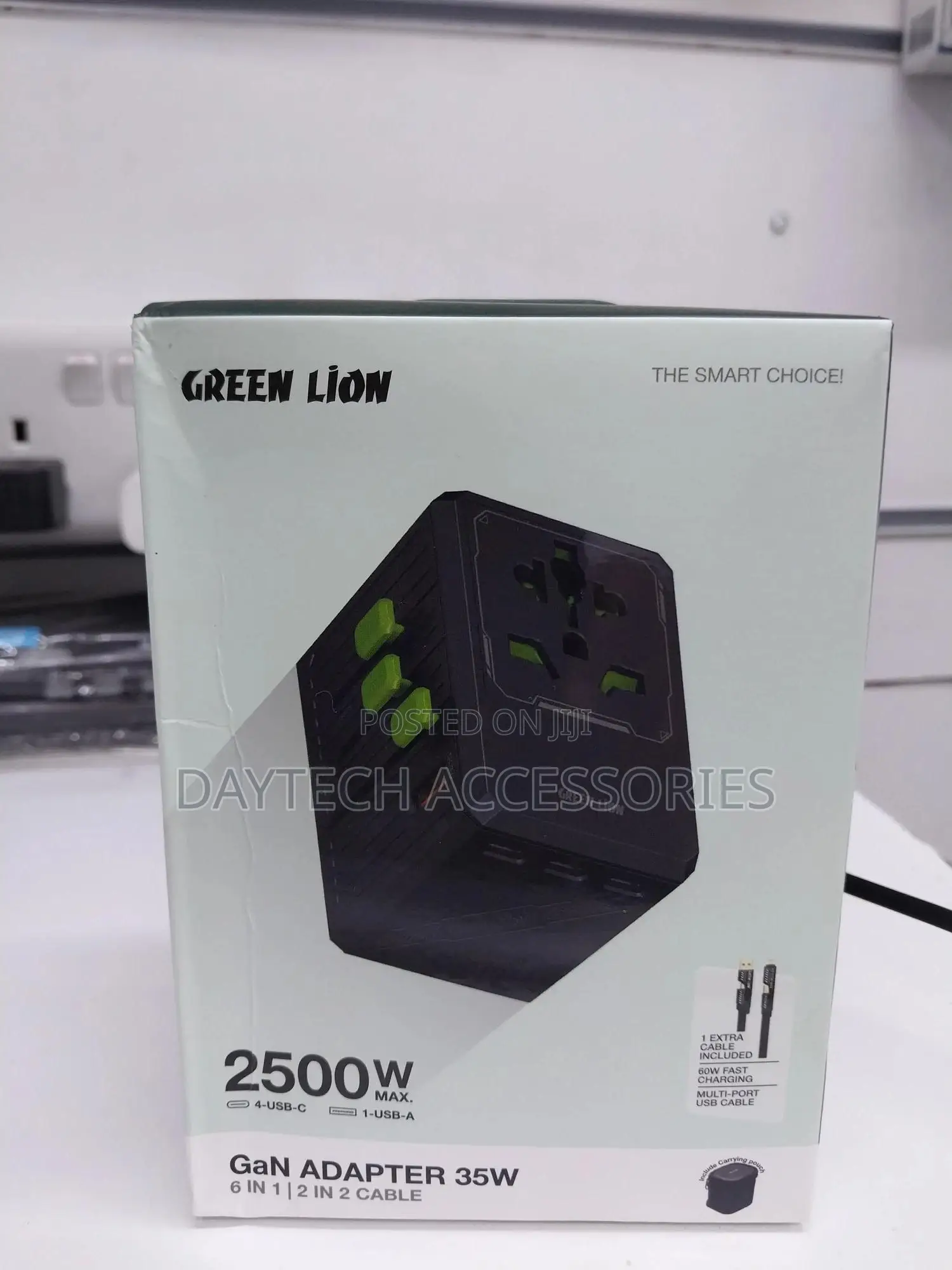 Green Lion Gan Travel Adapter 35w 6 in 1 | 2 in 2 Cable