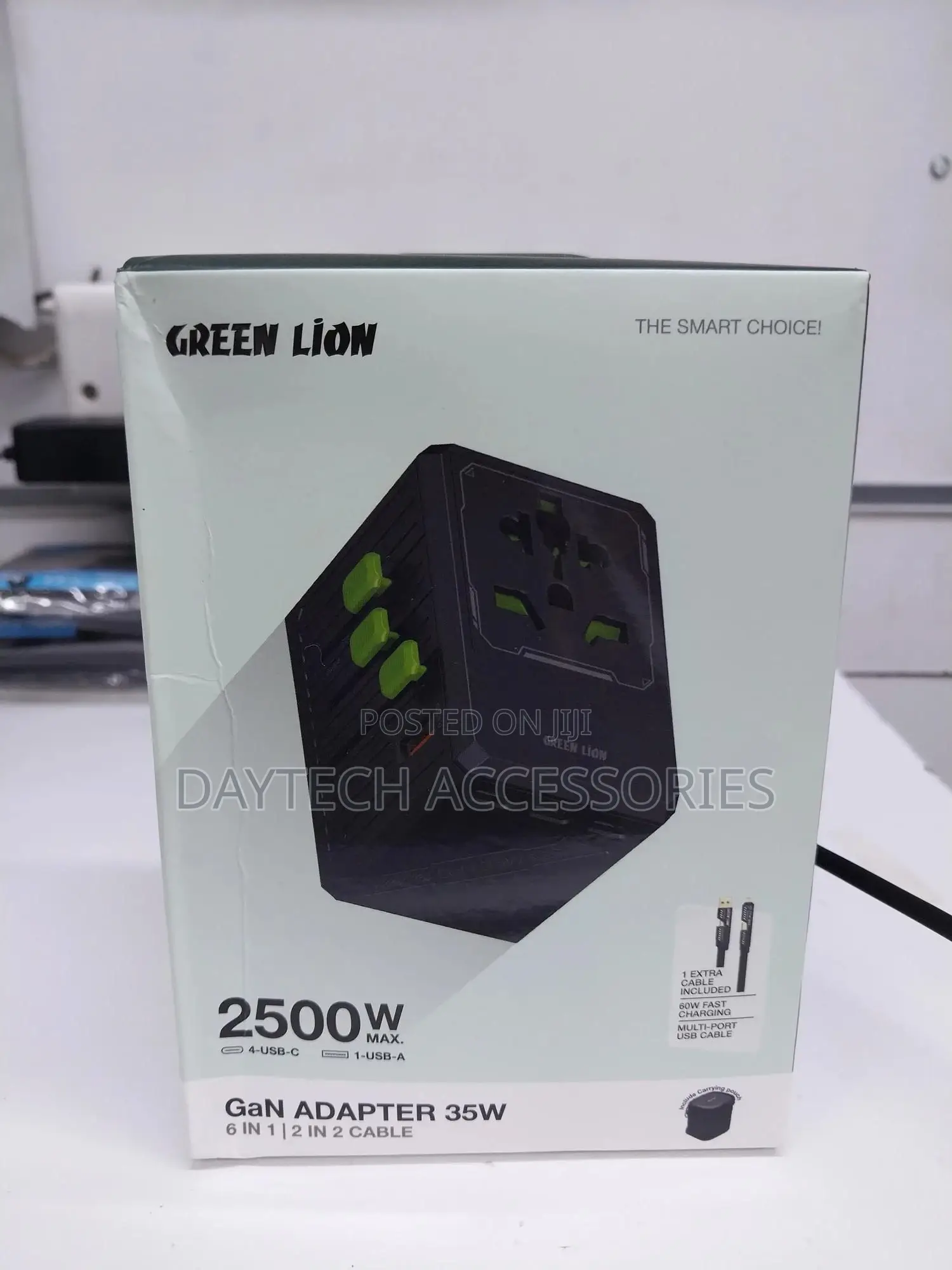 Green Lion Gan Travel Adapter 35w 6 in 1 | 2 in 2 Cable