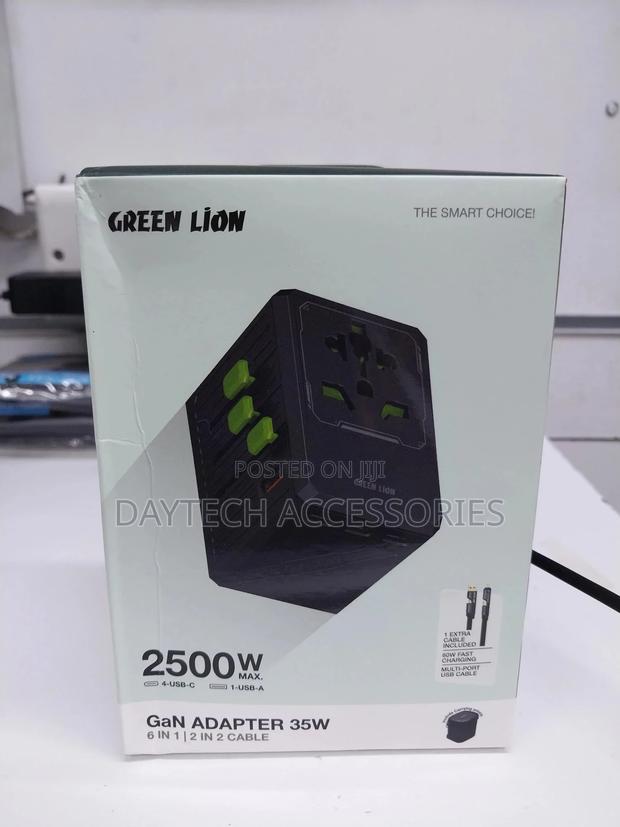 Green Lion Gan Travel Adapter 35w 6 in 1 | 2 in 2 Cable