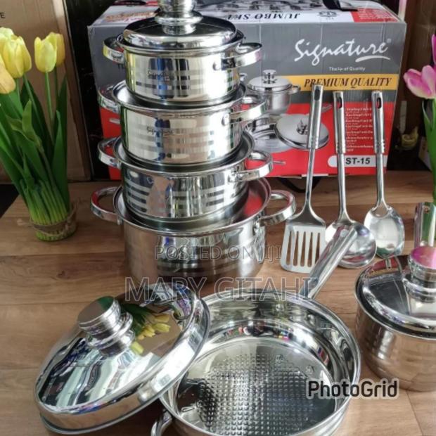 Signature 15 PCS Induction Base Stainless Steel Cookware Set