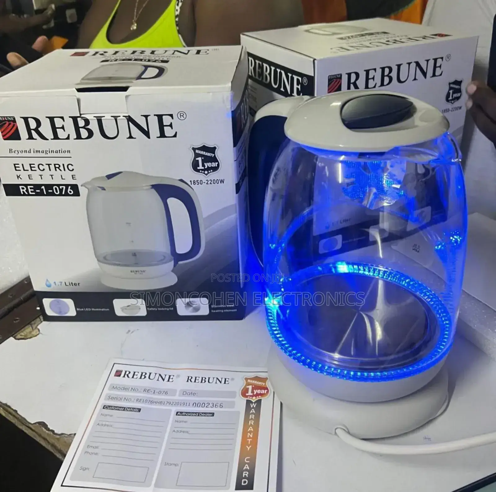 Rebune 1.7ltrs Glass Kettle