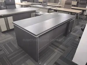 Office Desk: 180cm Managerial Table Come With Side Cupboard