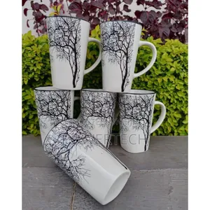 *Set of 6 White Tree Mugs