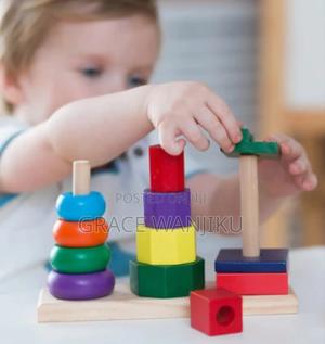 3 Columns Wooden Tower Stacking Blocks: - main view
