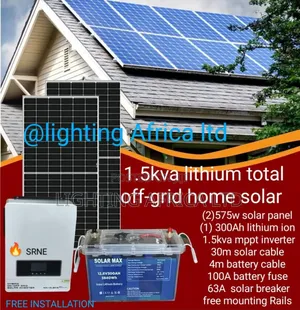 1.5kw System - 300ah Lithium Battery (Fridge,55" Tv, Washing Machine)