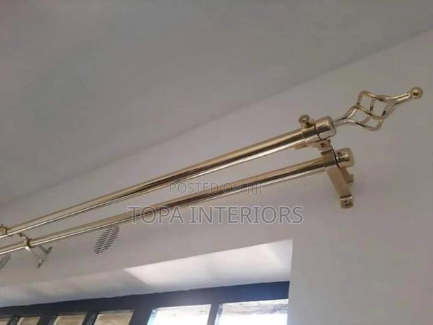 Gold Coloured 2m Double Chinese Adjustable Curtain Rods