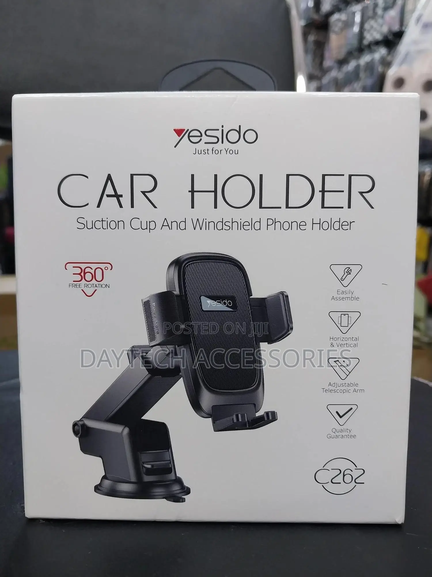 Yesido Suction Cup Retractable Adjustable Car Phone Holder