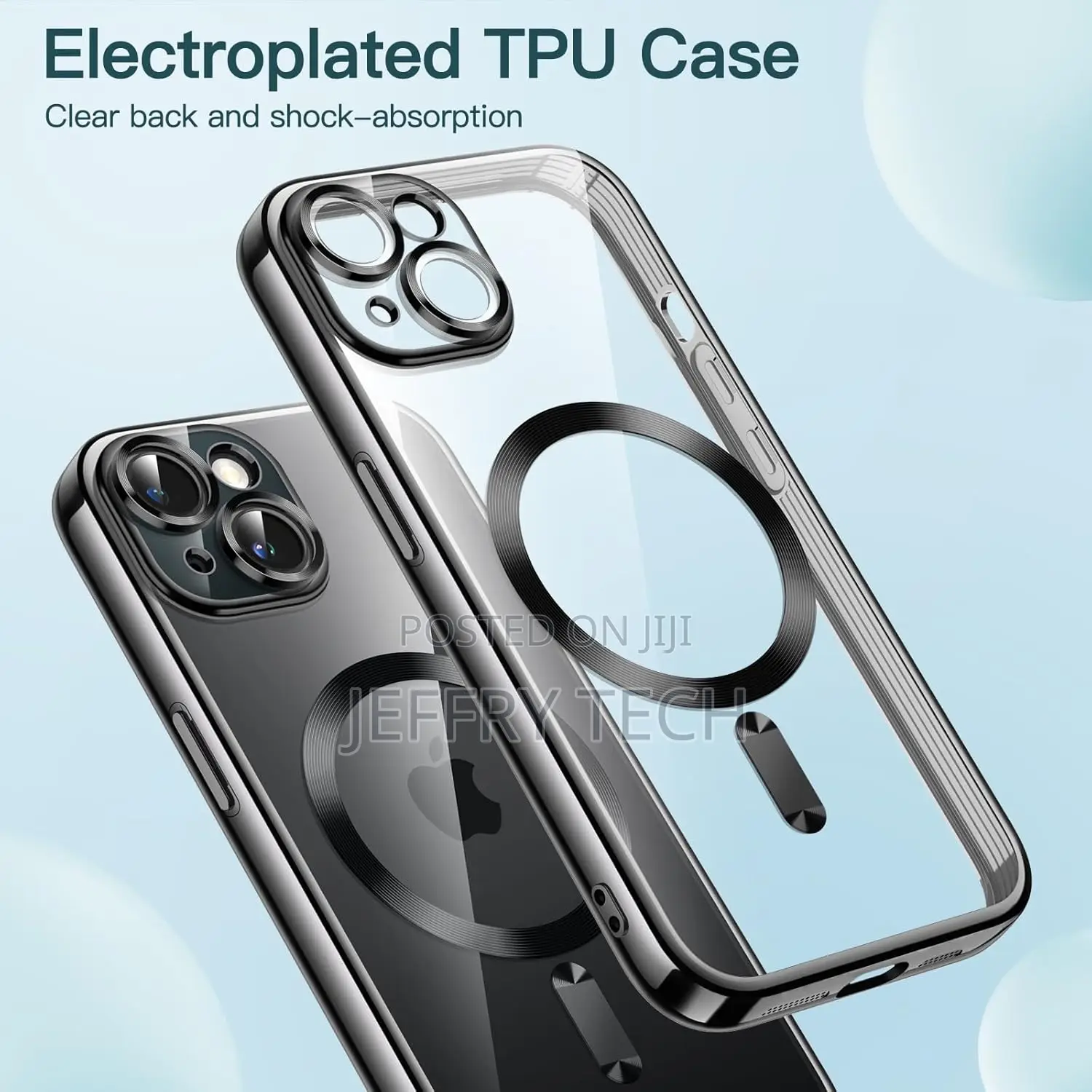 Jetech Magnetic Case for iPhone 15 Camera Lens Clear Case