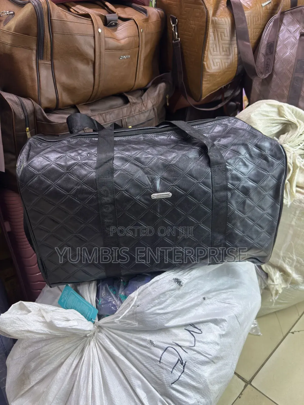 Large Size Pu Leather Duffle Bag in Black at KSH 1500