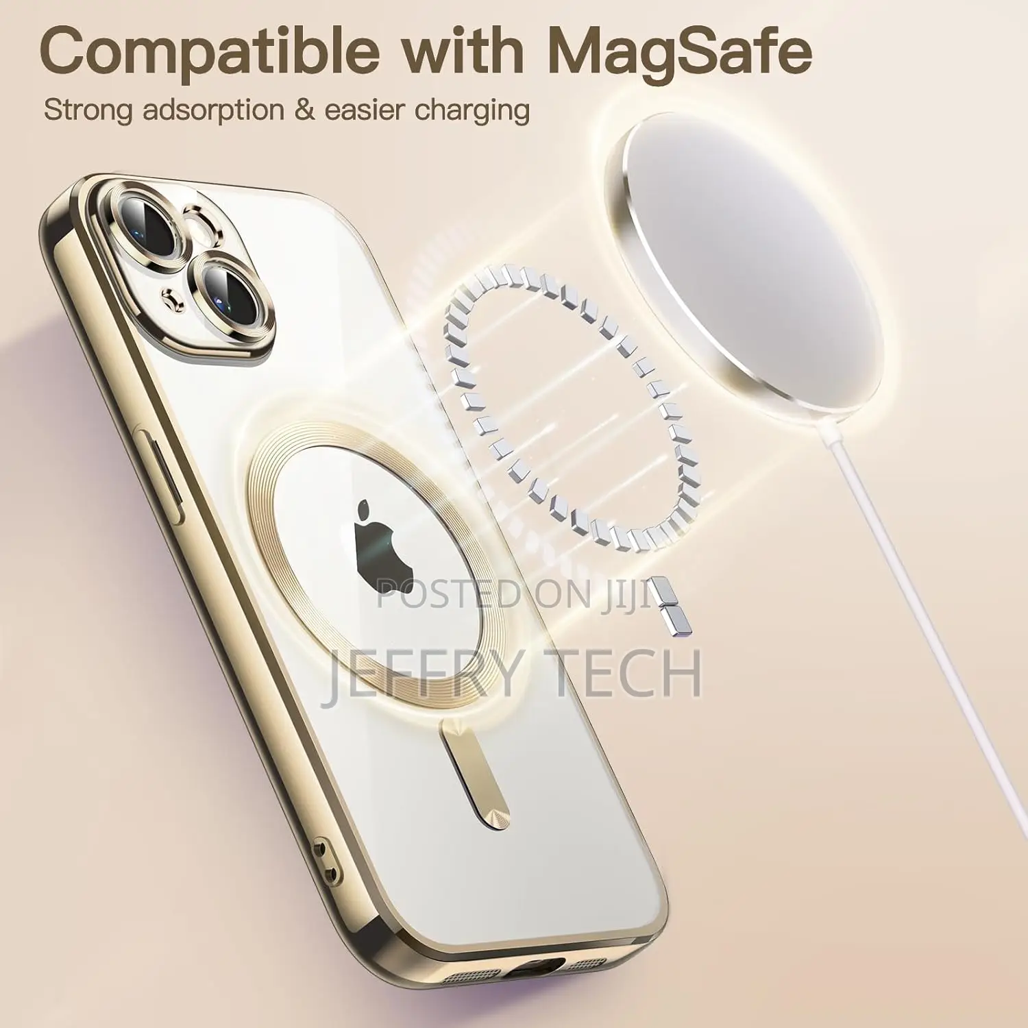 Jetech Clear Plated Magsafe Case for iPhone 14 Camera Lens