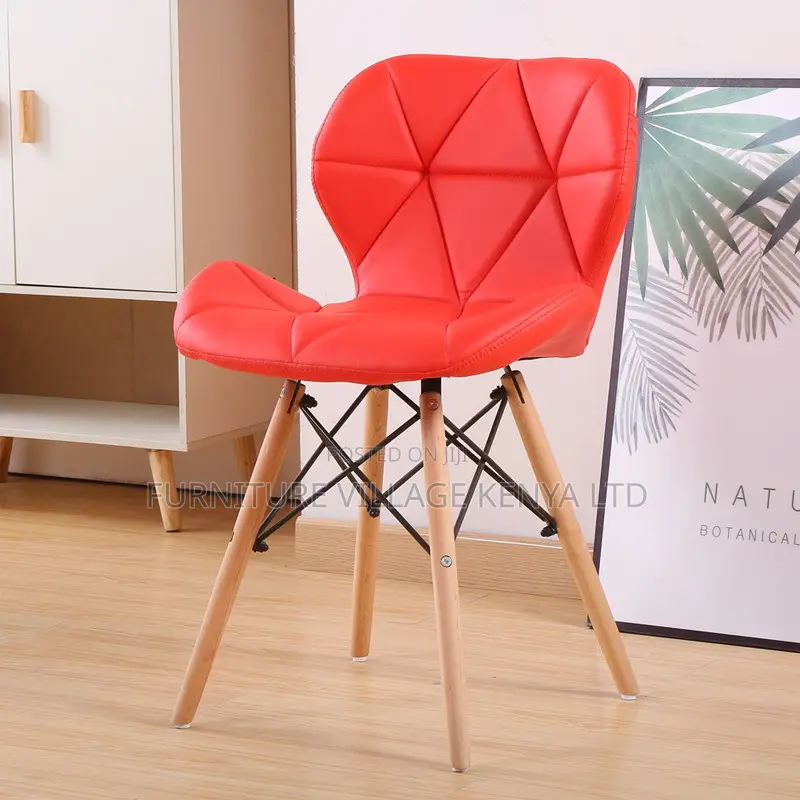 Office Chair: Modern Eames Leather Padded Wood Dining Seat