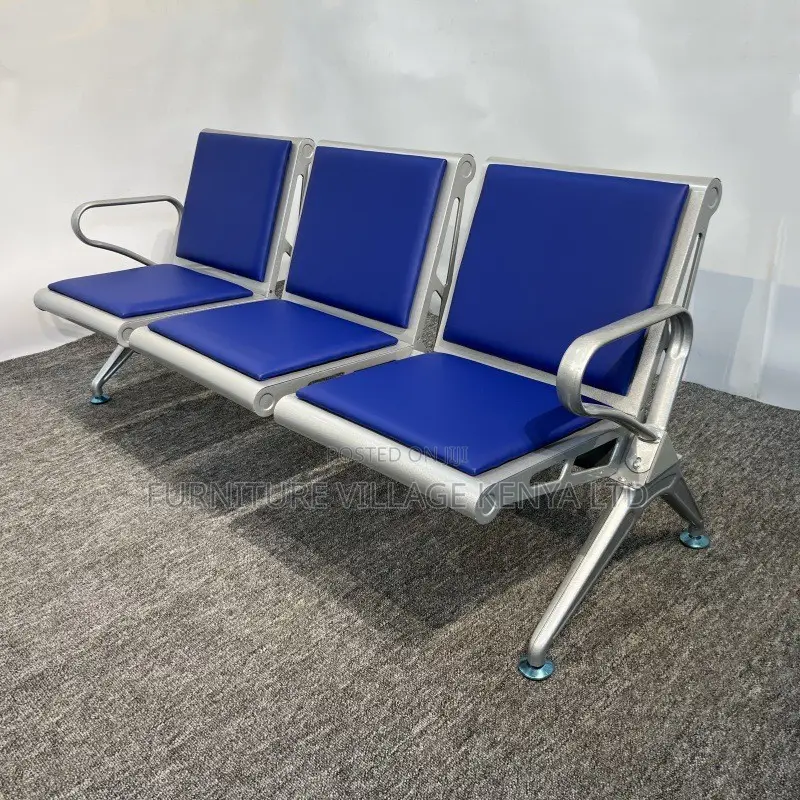 Benches:Three Seater Heavy Duty Guest Padded Steel Bench