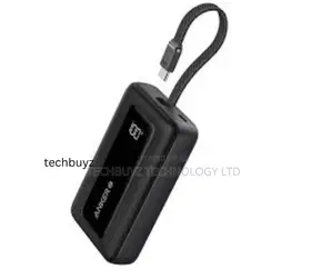 Anker Power Bank(,30w,Built-in Usb-C+Lightning Cable- Bla