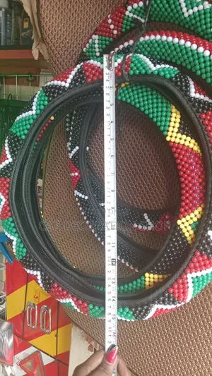 Beaded Steering Cover With Kenyan Color Theme
