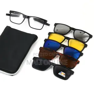 5-in-1 Magnetic Clip-on Sunglasses Tr90 Rectangle Frame