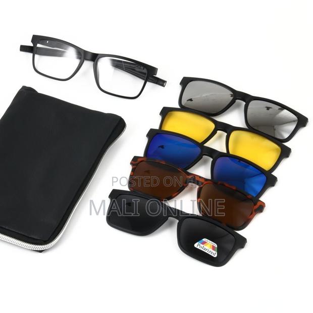 5-in-1 Magnetic Clip-on Sunglasses Tr90 Rectangle Frame - main view