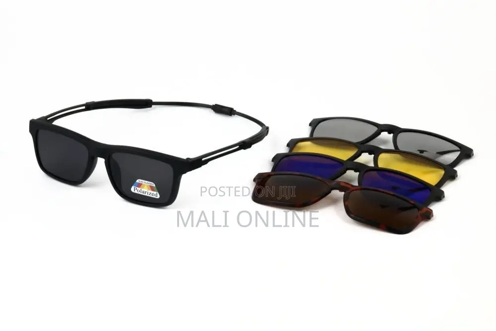 5-in-1 Magnetic Clip-on Sunglasses Tr90 Rectangle Frame
