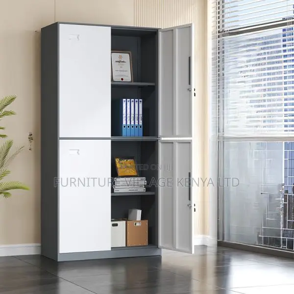 Cabinets: Contemporary Style 4-Door Metallic Locker Cabinet