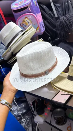 White Panama Hat With a Brown Band KSH 800
