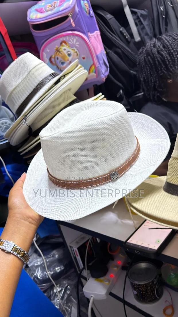 White Panama Hat With a Brown Band KSH 800 - thumbnail 2