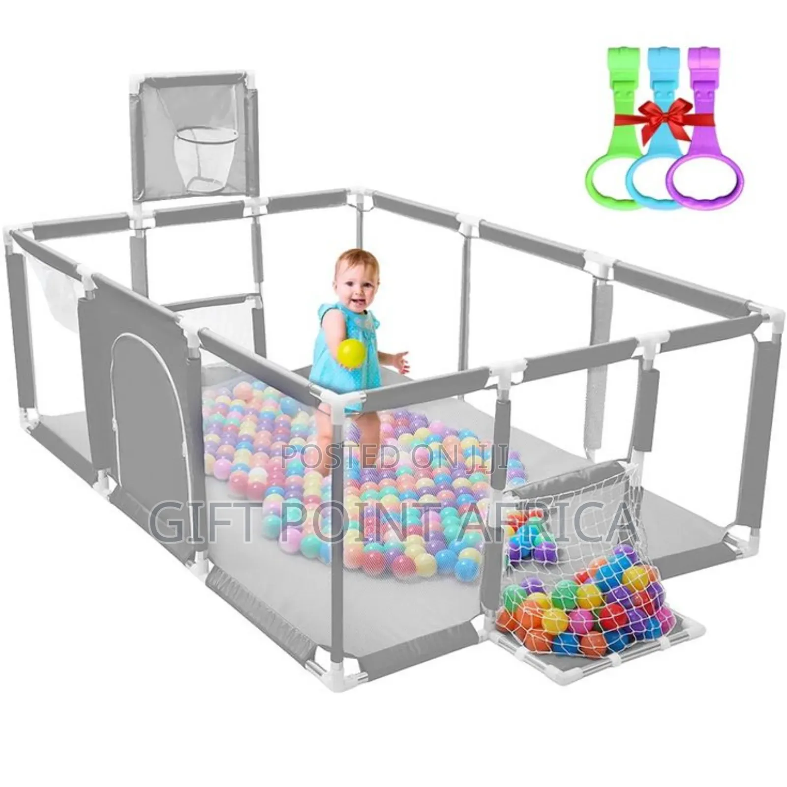 Grey Kids Playpen For Safety