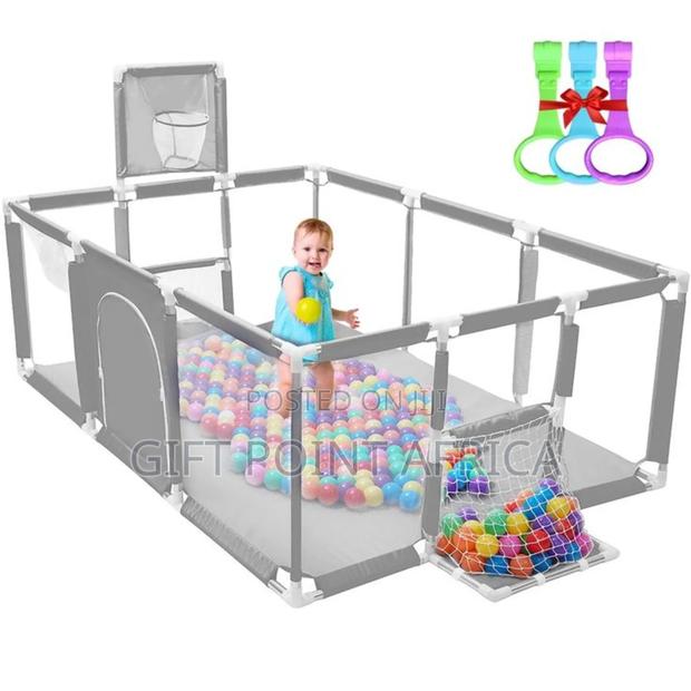Grey Kids Playpen For Safety - thumbnail 3