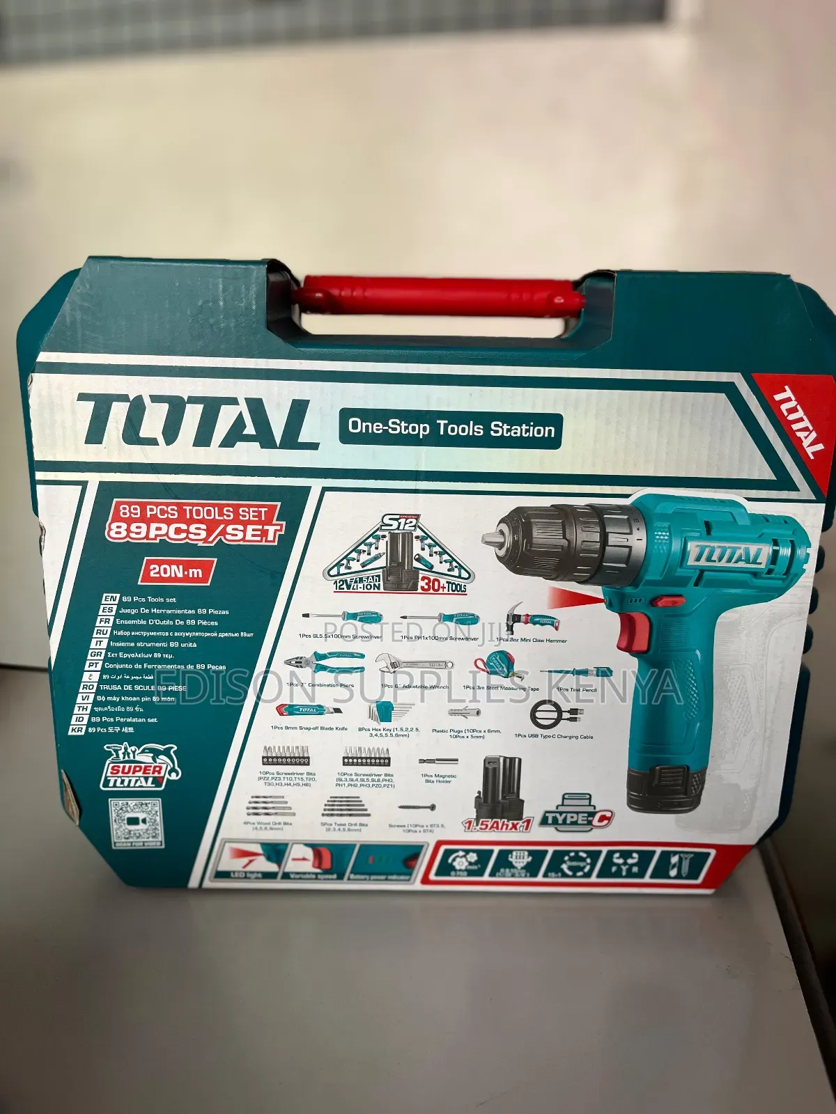 Total Cordless Drill Tool Set Total 89pcs Tools Set