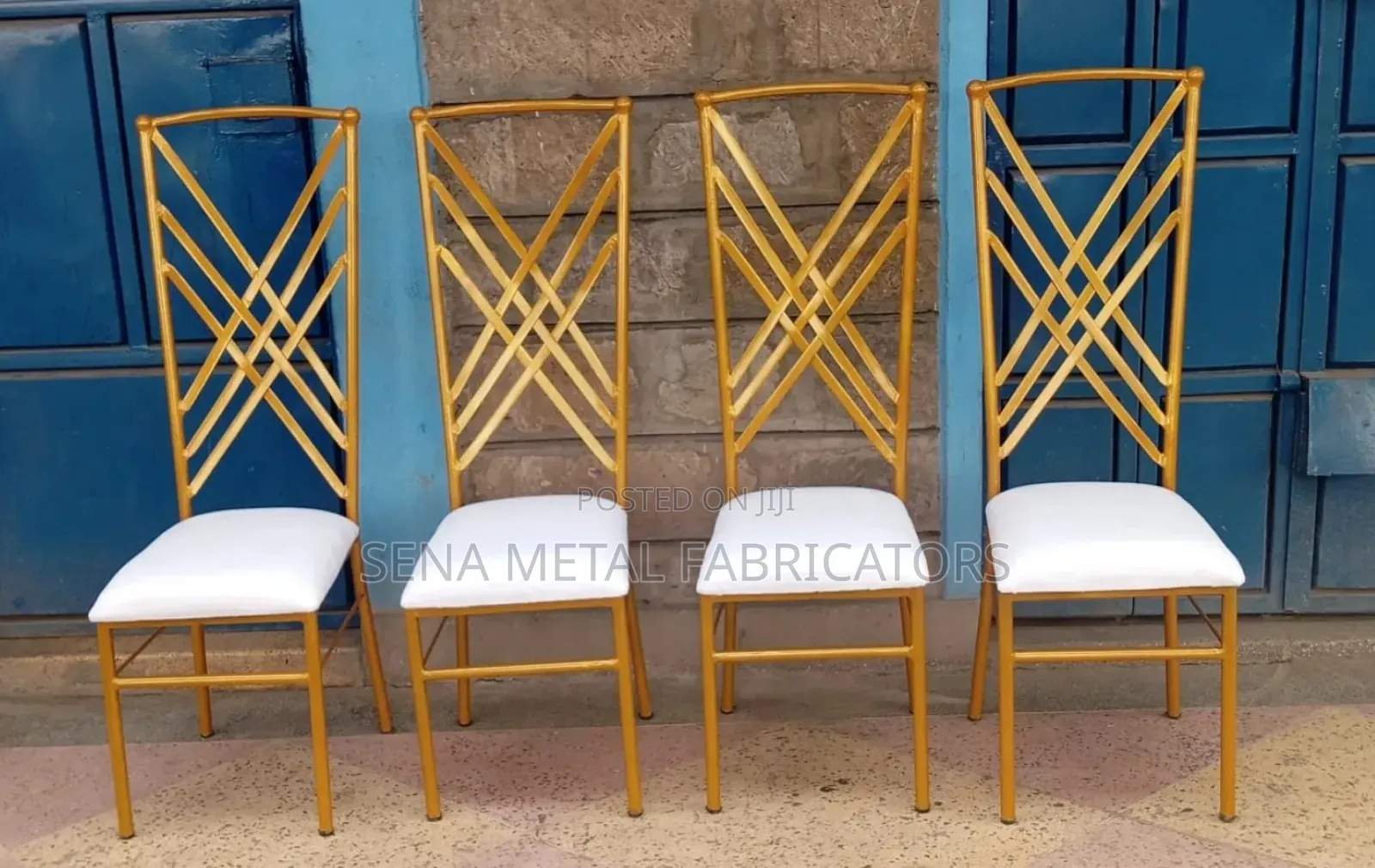 High Back Gold Metal Frame, Event Wedding Dining Chairs.