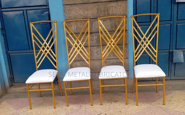 High Back Gold Metal Frame, Event Wedding Dining Chairs. - thumbnail 3